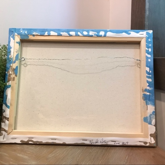 Beach ocean acrylic pour painting with jewelry - Picture 4 of 4